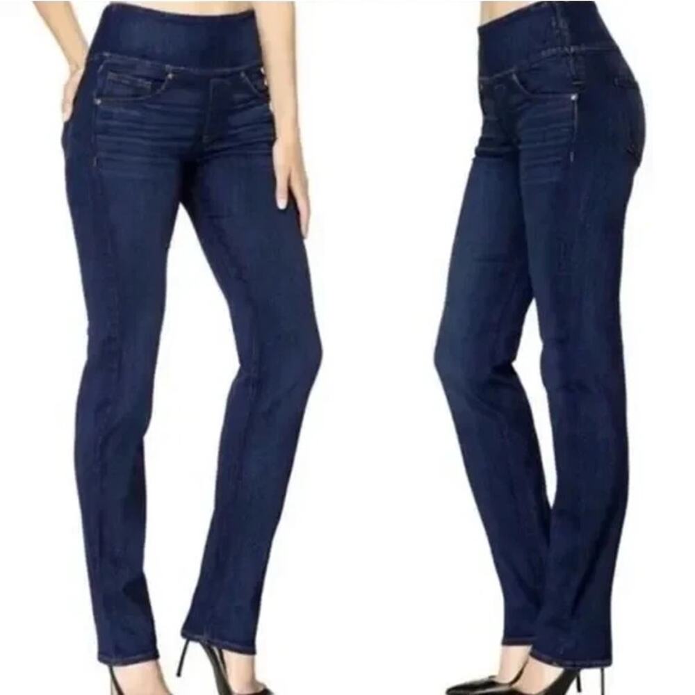 SPANX‎ Signature Waist Slim Boot Jeans Blue Women's Size 30 Back Zip $148 MSRP